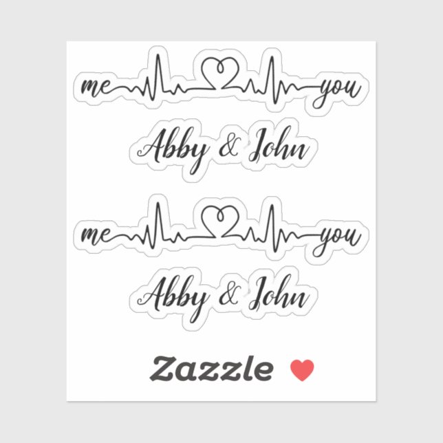 Me and You Heartbeat Love Heart Line Custom Name (Sheet)