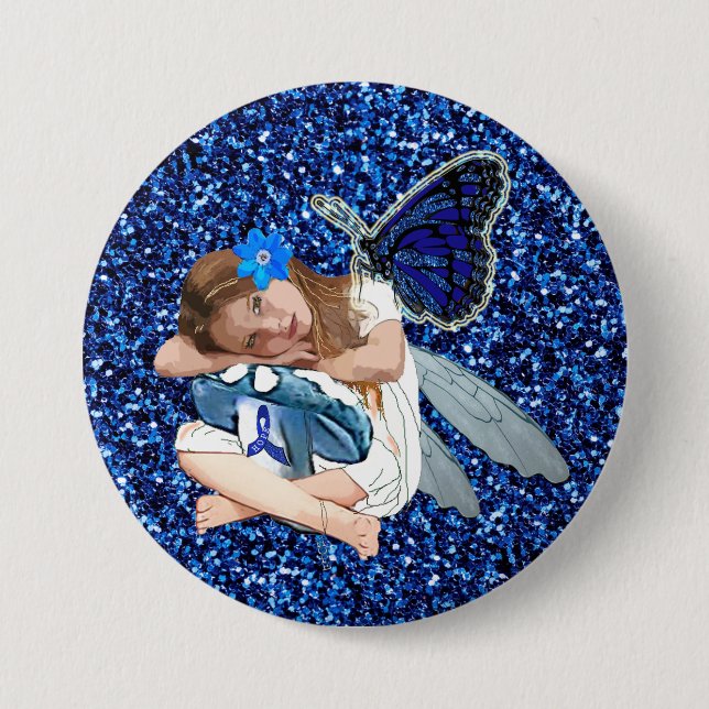 ME/CFS Angel Fairy Girl Awareness Ribbon 7.5 Cm Round Badge (Front)
