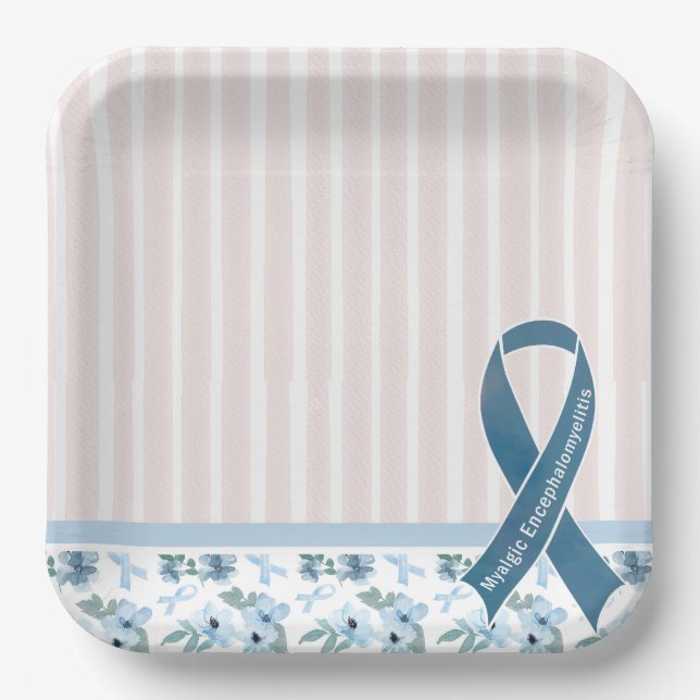 ME/CFS Awareness Ribbon Paper Plate (Front)