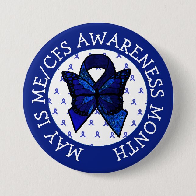 ME/CFS Syndrome Awareness Ribbon Button (Front)