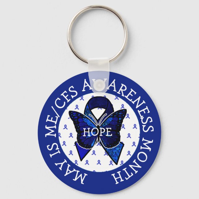 ME/CFS Syndrome Awareness Ribbon  Key Ring (Front)