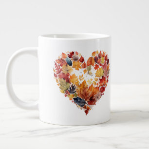 Me Core Essentials Botanical Heart Autumn Leaves Large Coffee Mug