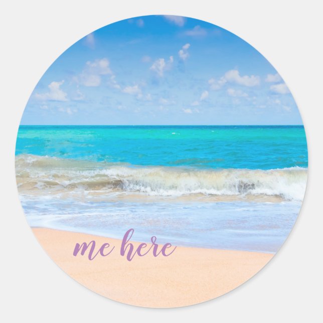 Me Here at the Beach Classic Round Sticker (Front)