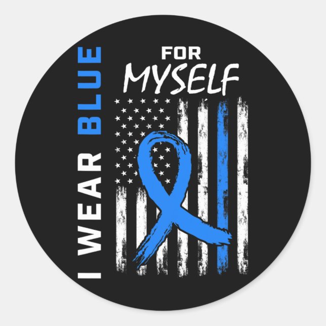 Me I Wear Blue For Myself Diabetes Awareness Ameri Classic Round Sticker (Front)