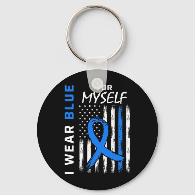 Me I Wear Blue For Myself Diabetes Awareness Ameri Key Ring (Front)
