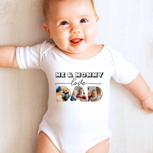 Me & mommy love dad 3 Photos Collage  Baby Bodysuit