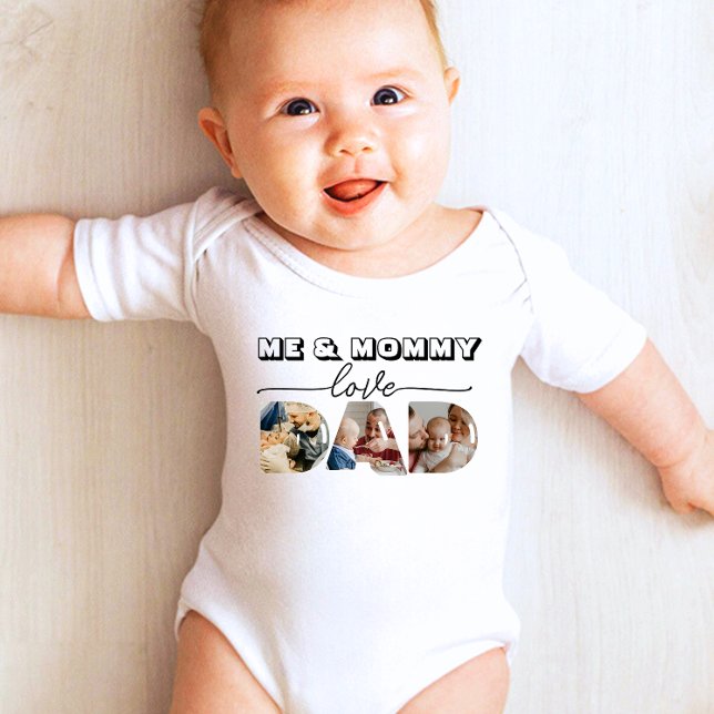 Me & mummy love dad 3 Photos Collage  Baby Bodysuit (Creator Uploaded)