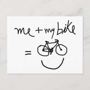 me & my bike = happiness postcard
