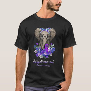 Me Not Elephant Flowers Alzheimerheimer Brain Awar T-Shirt