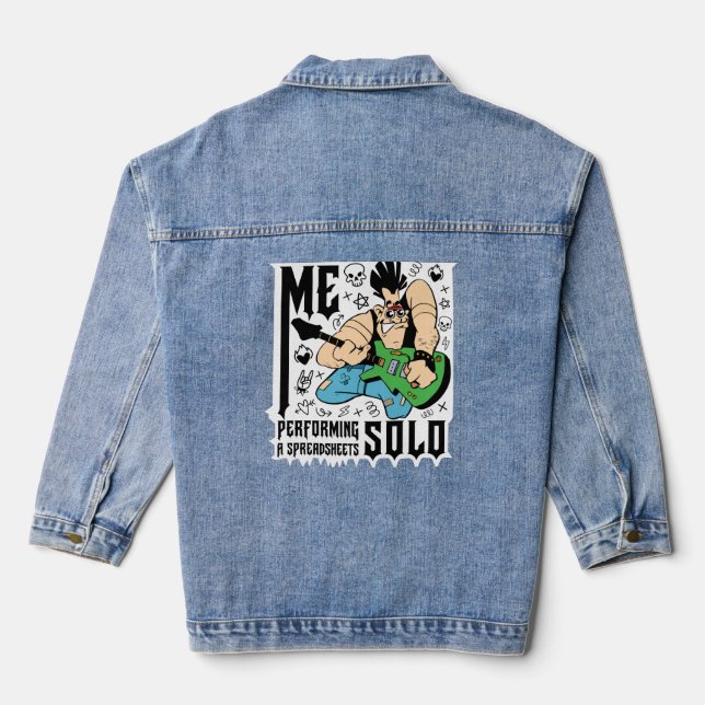 me performing a spreadsheet solo denim jacket (Back)