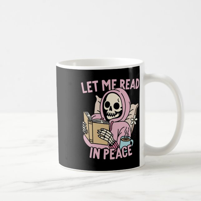 Me Read In Peace Funny Ghost Reading Book Hallowee Coffee Mug (Right)