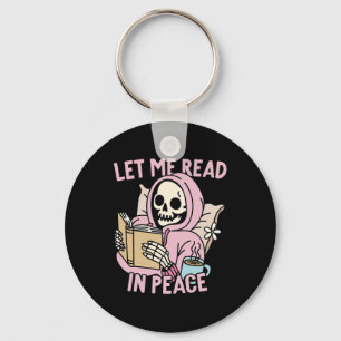 Me Read In Peace Funny Ghost Reading Book Hallowee Key Ring