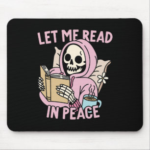 Me Read In Peace Funny Ghost Reading Book Hallowee Mouse Pad