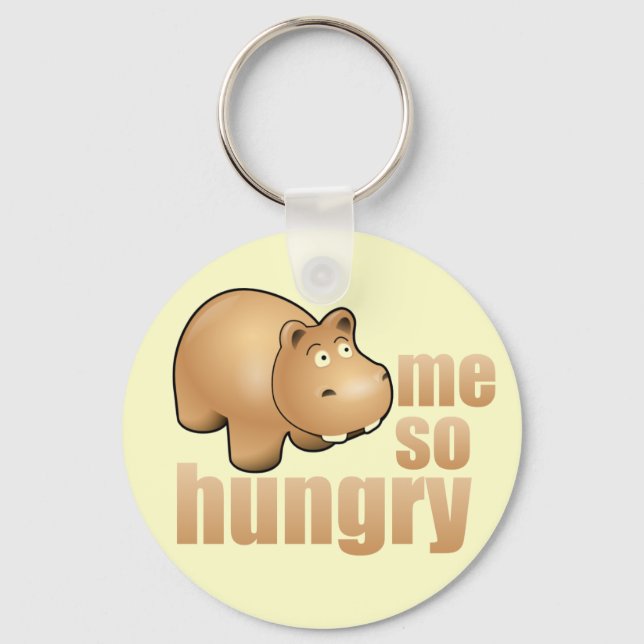 me so hungry funny hippo keychain (Front)
