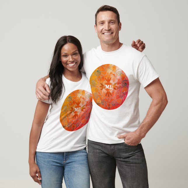 Me Sophisitcated customisable text orange mandala  T-Shirt (Unisex)
