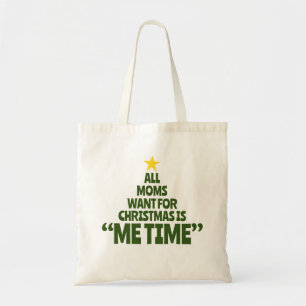Me Time Simple Christmas Tree Typography Tote Bag