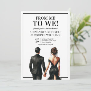 ME TO WE   Black and White Couples Bridal Shower Invitation