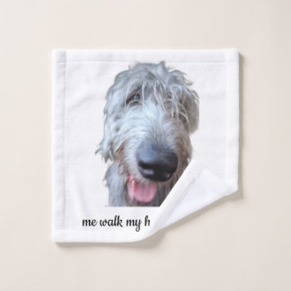 Me Walk My Hoooooman Irish Wolfhound wash cloth
