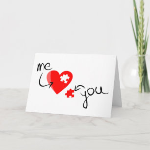 Me & You Heart Puzzle Valentine's Day Holiday Card