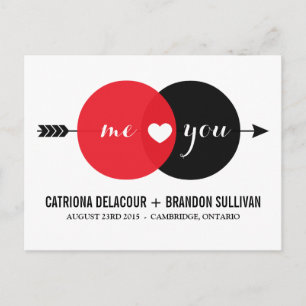 Me & You Venn Diagram Heart Save the Date Postcard