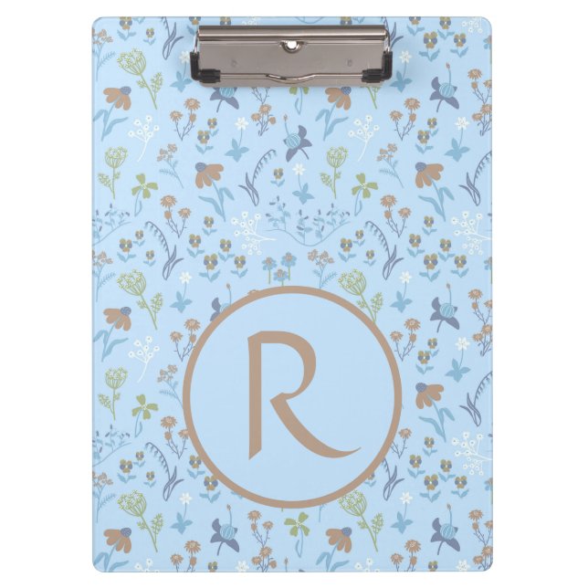 Mead Flowers Blue Monogramed  Clipboard (Front)