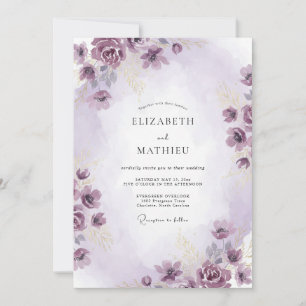 Meadow Amethyst Painted Petal Wedding Invitation