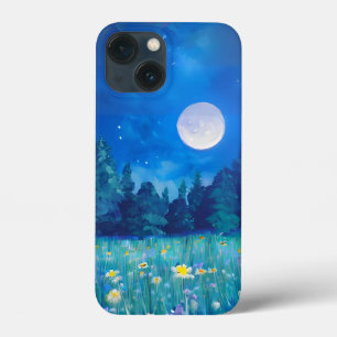 Meadow and Forest Under a Full Moon iPhone 13 Mini Case