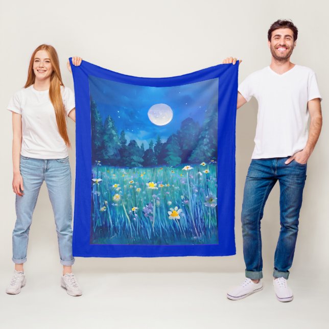 Meadow and Forest Under a Full Moon Fleece Blanket (In Situ)