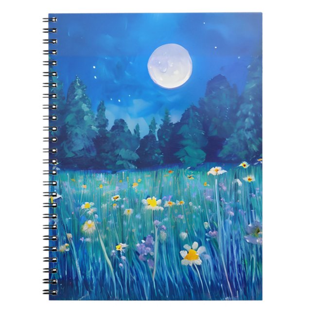 Meadow and Forest Under a Full Moon Notebook (Front)