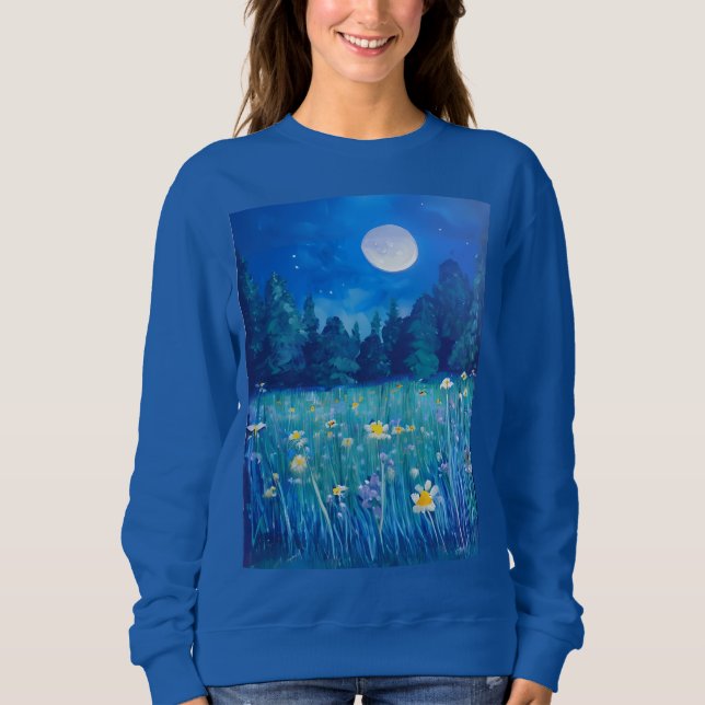 Meadow and Forest Under a Full Moon Sweatshirt (Front)