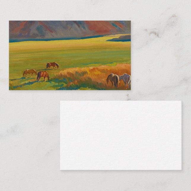 Meadow and Horses by Maynard Dixon Business Card (Front/Back)