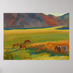 Meadow and Horses by Maynard Dixon Poster
