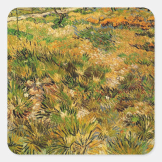 Meadow at Saint Paul Hospital by Vincent van Gogh Square Sticker