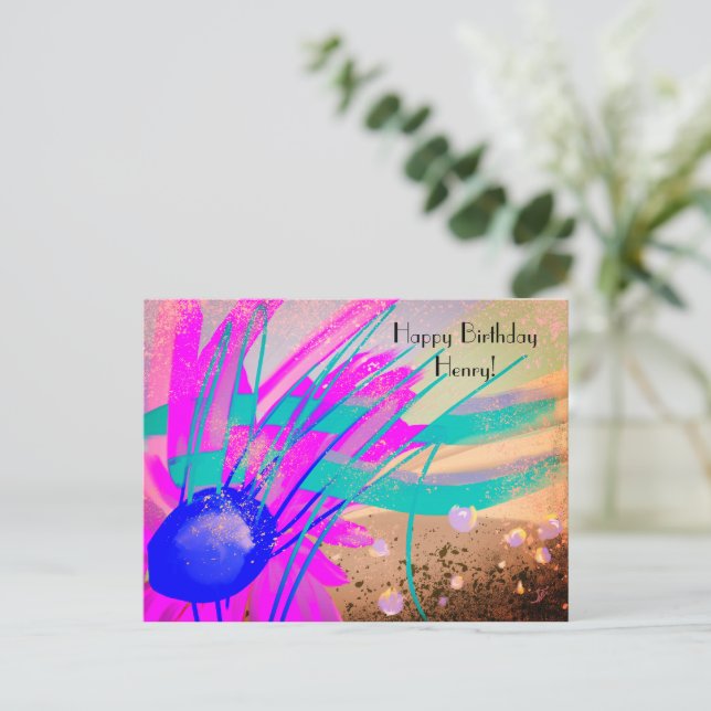 Meadow at sunset - Abstract painting Postcard (Standing Front)