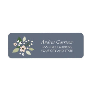 Meadow Blooms Return Address Label - navy