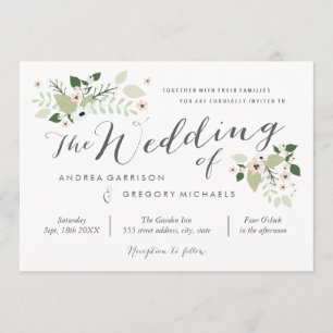 Meadow Blooms Wedding Invitation -white
