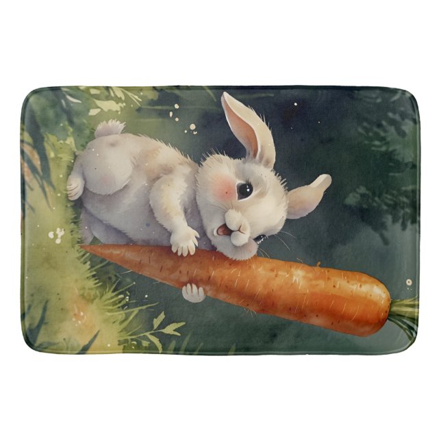 Meadow Bunny Dreams: Whimsical Bath Mat  (Front)