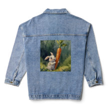 Meadow Bunny Dreams: Whimsical Jean Jacket