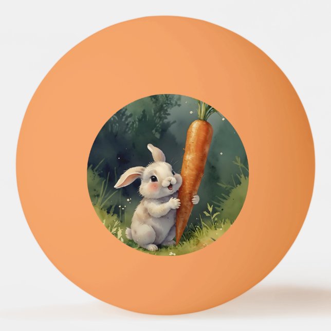 Meadow Bunny Dreams: Whimsical Ping Pong Ball  (Front)