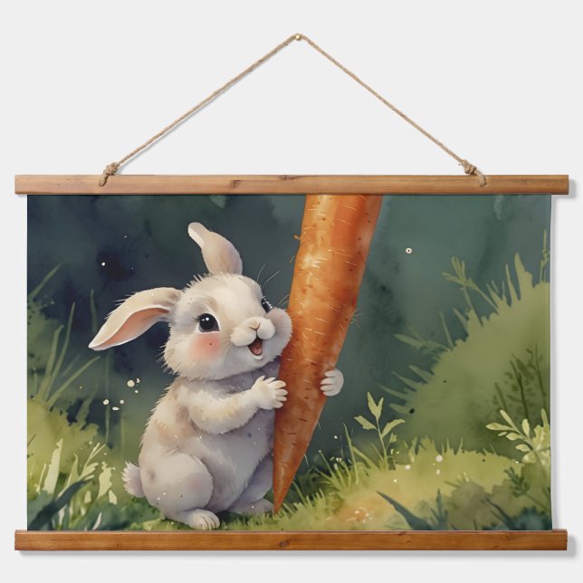 Meadow Bunny Dreams: Whimsical Tapestry  Hanging Tapestry (Front)