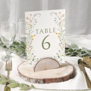 Meadow Colourful Floral Wedding Table Numbers