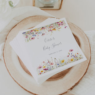 Meadow Colourful Wildflower Baby Shower Napkin