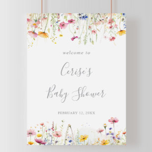  Meadow Colourful Wildflower Baby Shower Welcome Poster