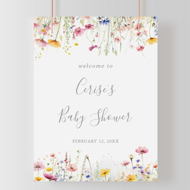  Meadow Colourful Wildflower Baby Shower Welcome Poster (Creator Uploaded)