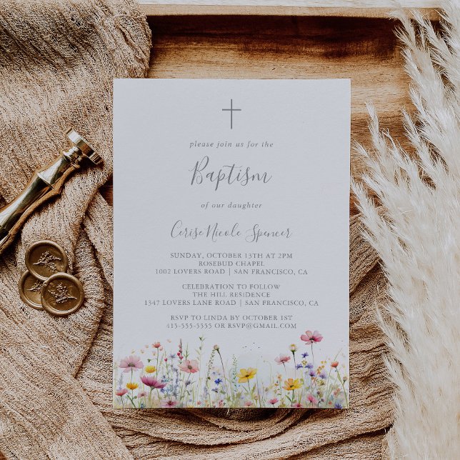 Meadow Colourful Wildflower Baptism Invitation (Creator Uploaded)