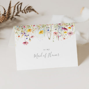 Meadow Colourful Wildflower Bridal Party Thank You Card