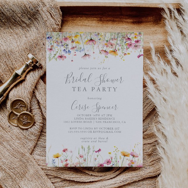 Meadow Colourful Wildflower Bridal Shower Tea Part Invitation (Creator Uploaded)