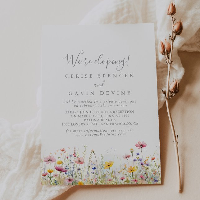 Meadow Colourful Wildflower Elopement Reception Invitation (Creator Uploaded)