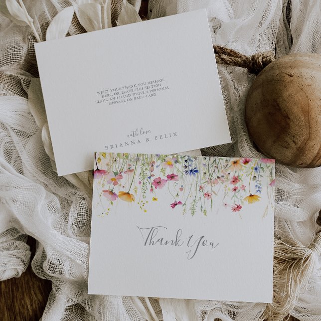 Meadow Colourful Wildflower Flat Wedding Thank You Card (Creator Uploaded)