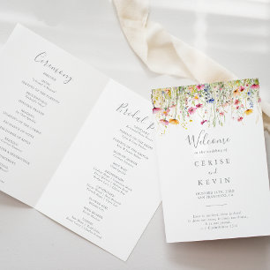 Meadow Colourful Wildflower Folded Wedding Program
